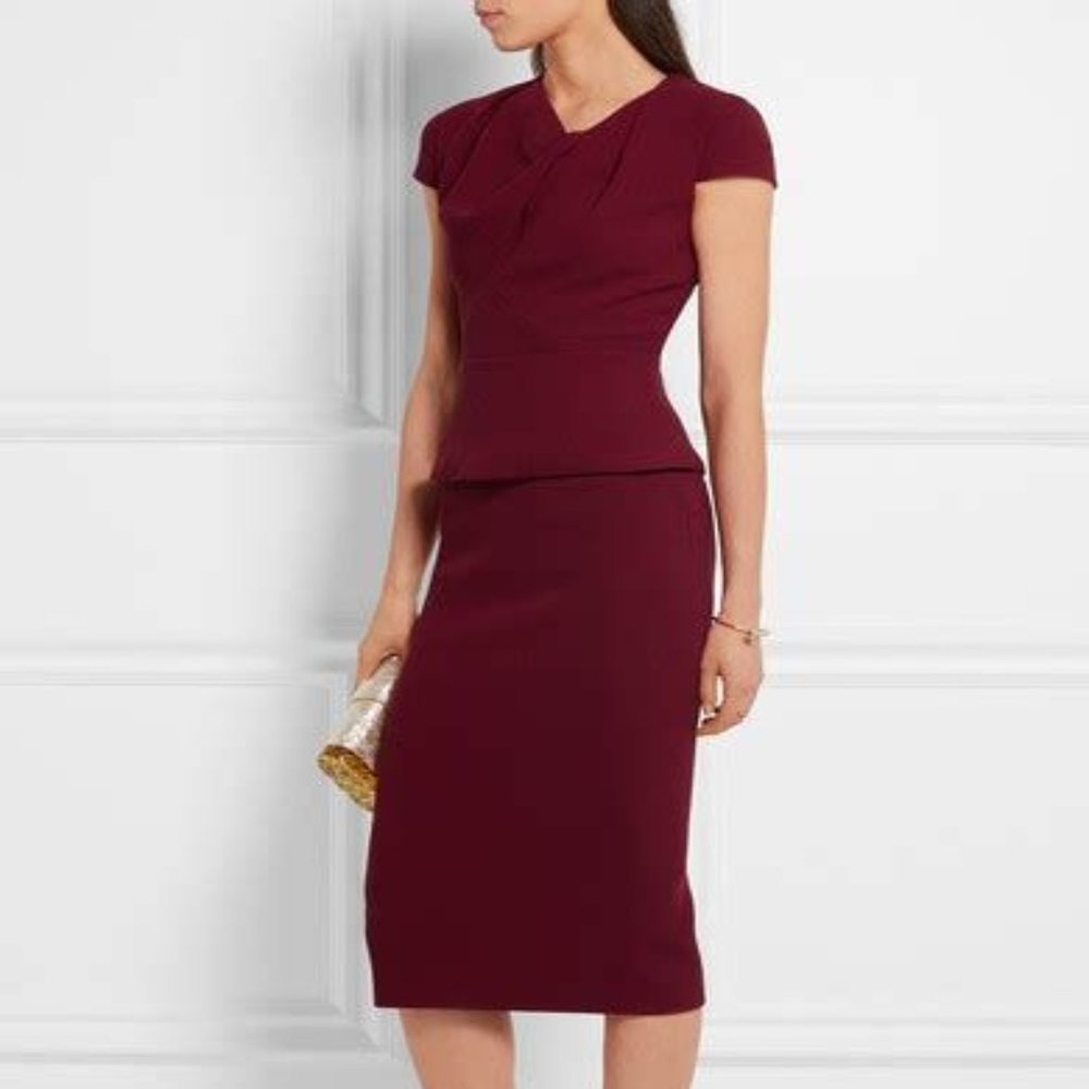 New with Tags (NWT) Roland Mouret Arreton Pencil Skirt Burgundy US4/UK8 $275